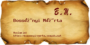 Bossányi Márta névjegykártya